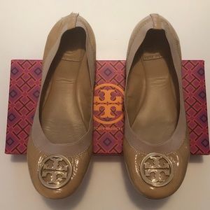 Tory Burch Nude Patent Caroline Ballet Flats